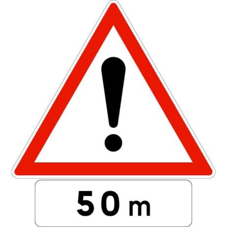 Panneau de danger avec panonceau M1 « 80 m