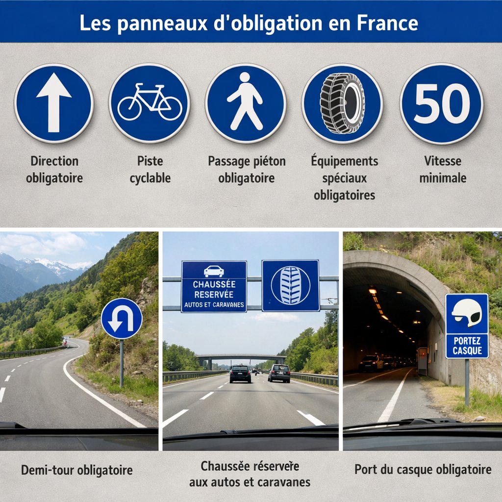 Exemples de panneaux d'obligation en France