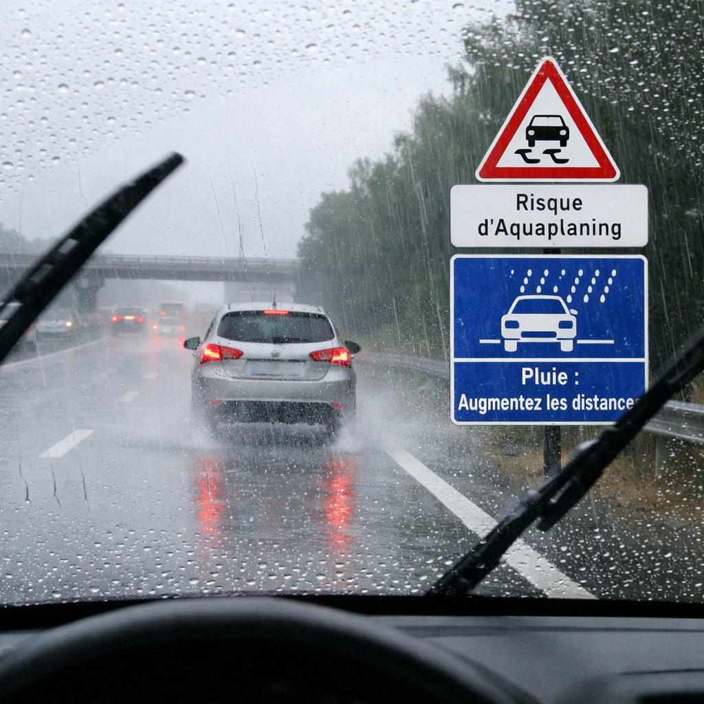 Voiture sous la pluie, essuie-glaces en action
