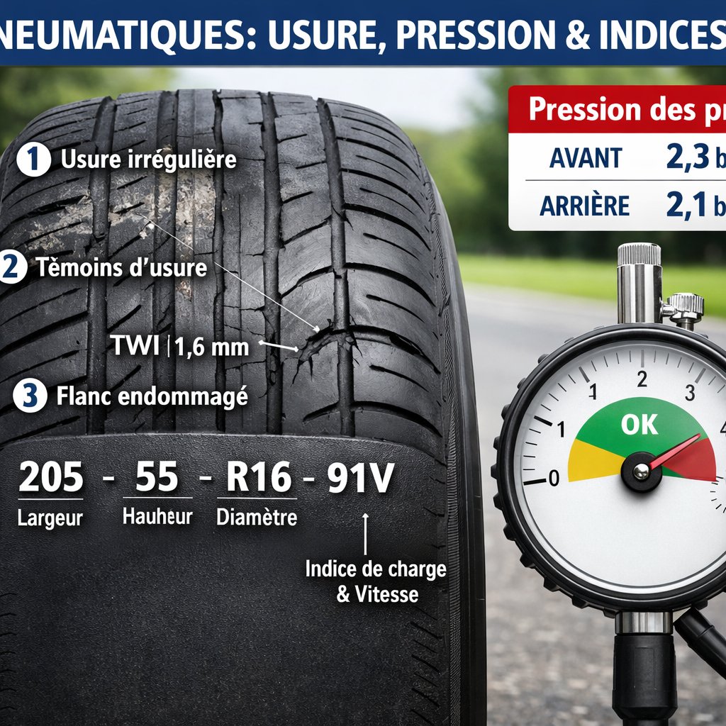 Pneumatiques: usure, pression et indices