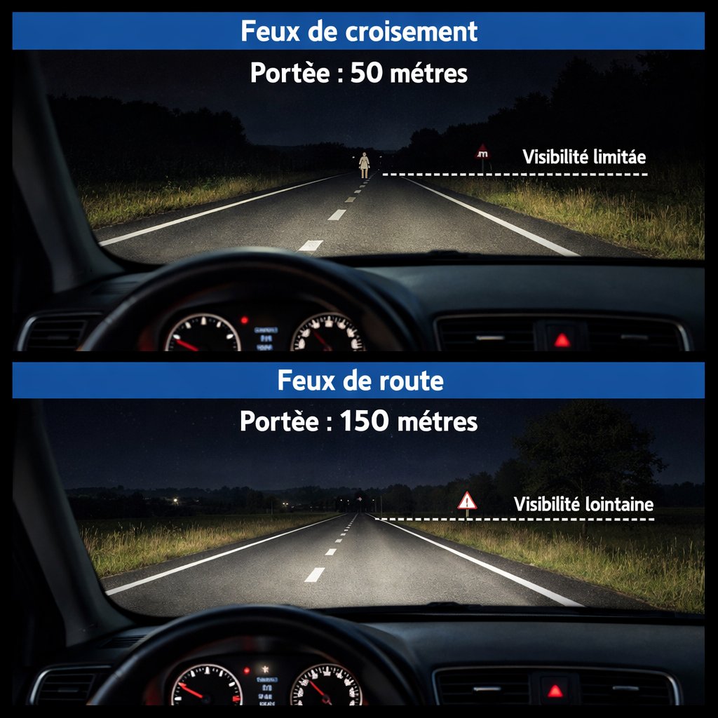 Distances et limites de visibilité de nuit