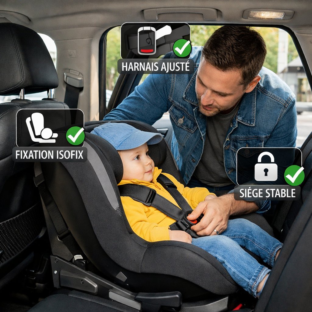 Vérification de l'installation du siège enfant par un parent