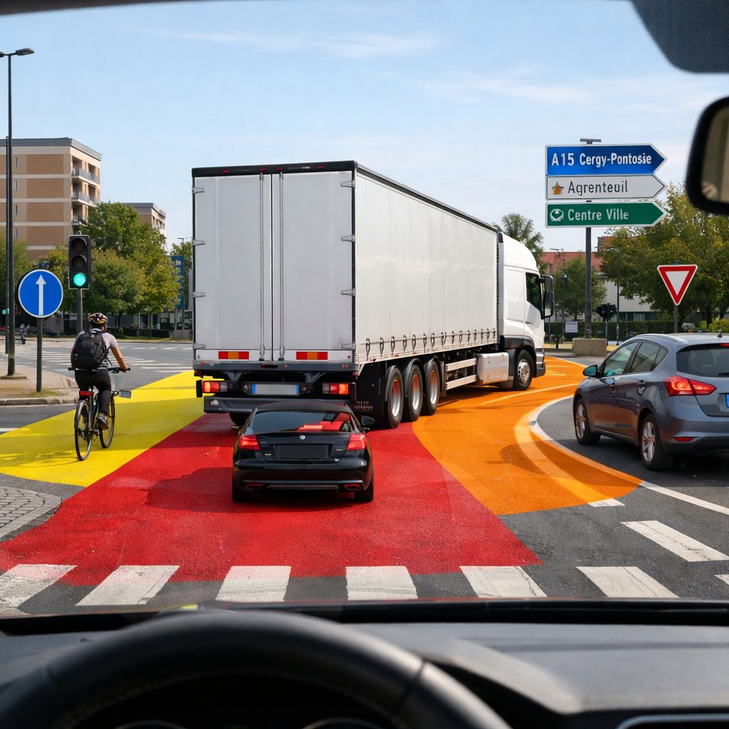 Véhicules lourds: angles morts et distances