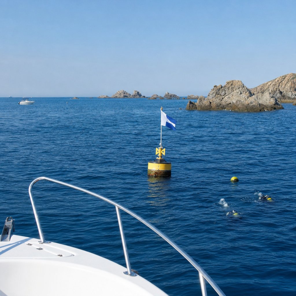 Pavillon Alpha et plongeurs sous-marins