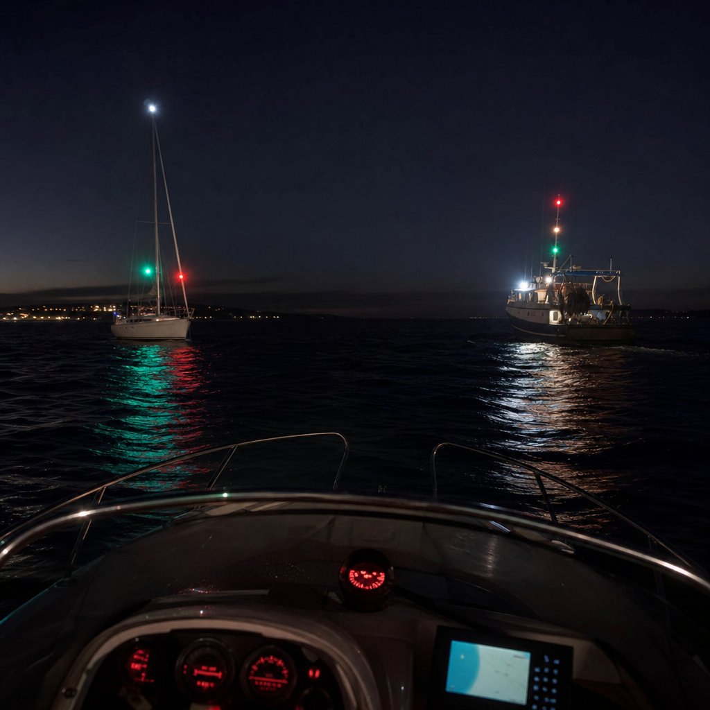 Feux d\'un voilier et d\'un navire de pêche