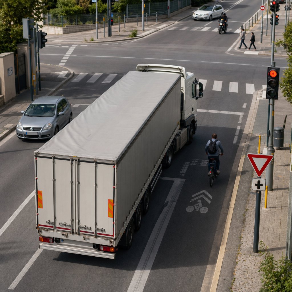 Partage de la route avec cyclistes et piétons