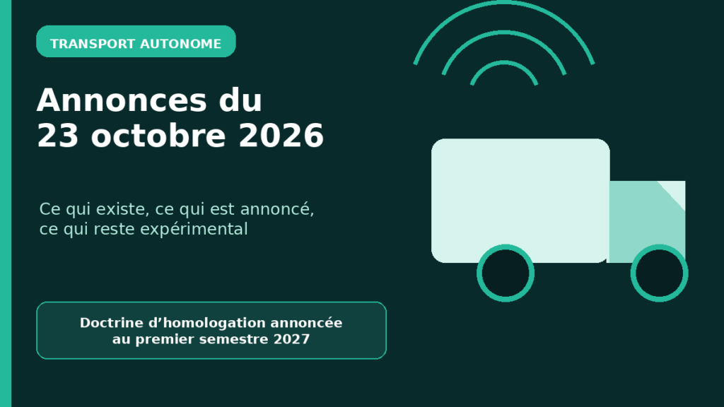 Illustration d’un poids lourd autonome et du calendrier annoncé en octobre 2026