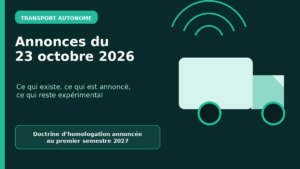 Illustration d’un poids lourd autonome et du calendrier annoncé en octobre 2026
